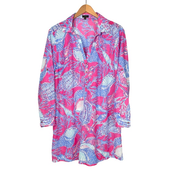 Talbots Dresses & Skirts - Talbots Seashell Semi Sheer Dress Tunic Swimsuit Coverup Beachy Resortwear EUC